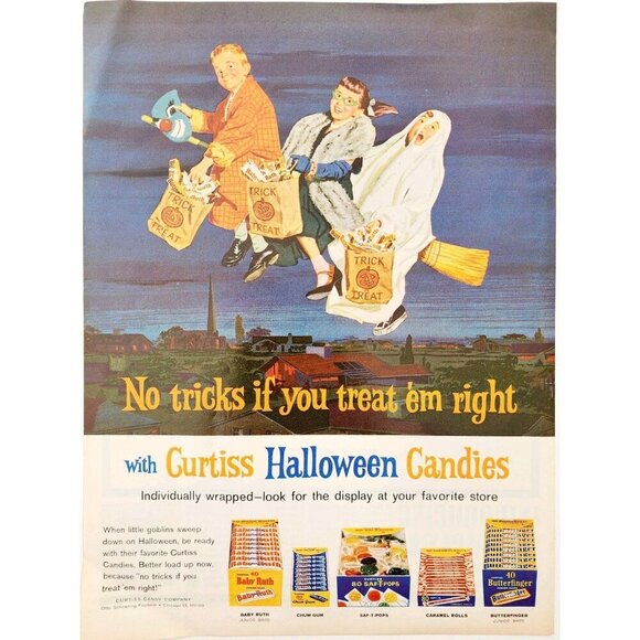 1962 Halloween Curtiss Candy Advertisement Baby Ruth Butterfinger DWII29 - Picture 2 of 2